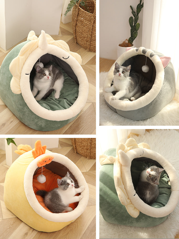 Semi-enclosed cat bed