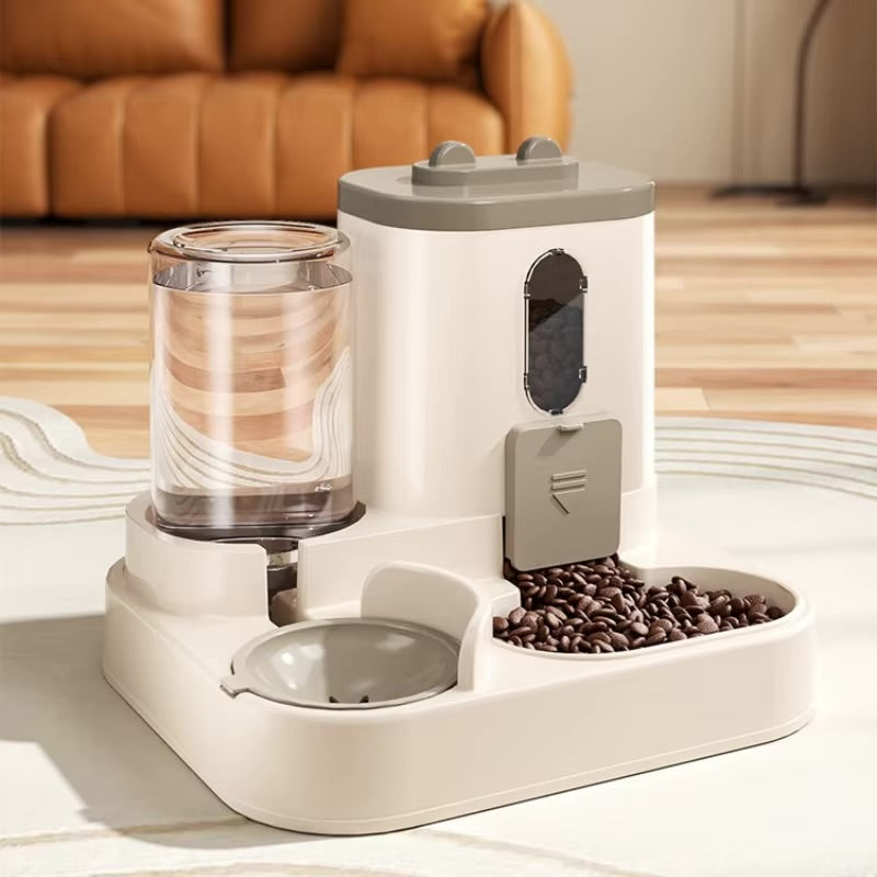 Automatic feeder with water fountain and spill-proof design for cats and dogs