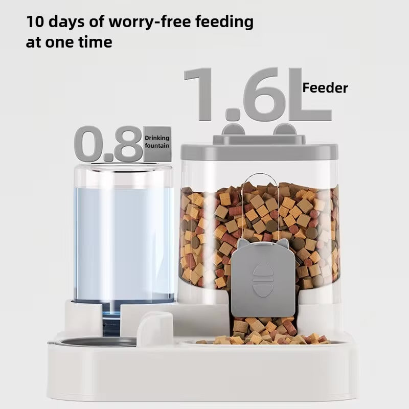 Automatic feeder with water fountain and spill-proof design for cats and dogs