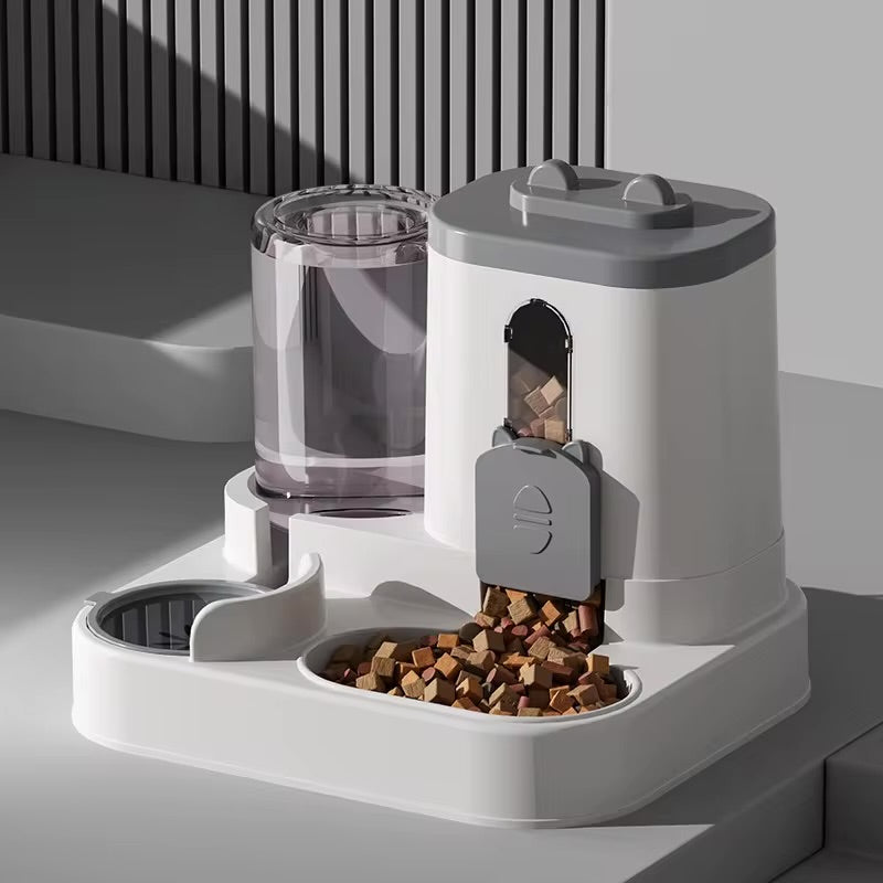 Automatic feeder with water fountain and spill-proof design for cats and dogs