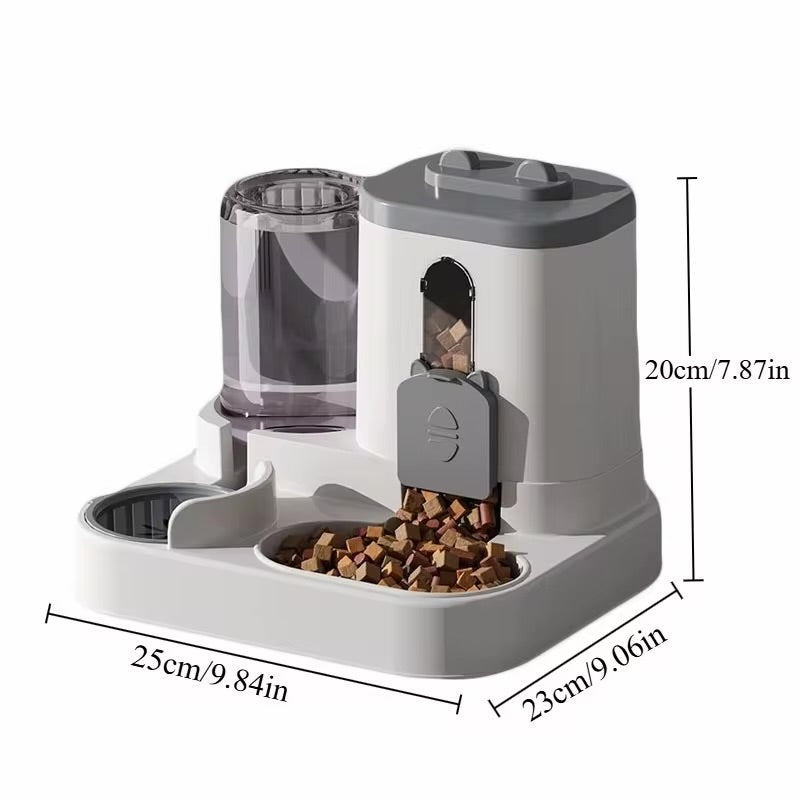 Automatic feeder with water fountain and spill-proof design for cats and dogs