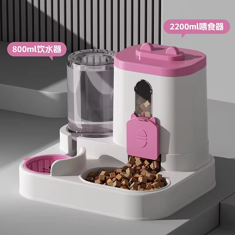 Automatic feeder with water fountain and spill-proof design for cats and dogs